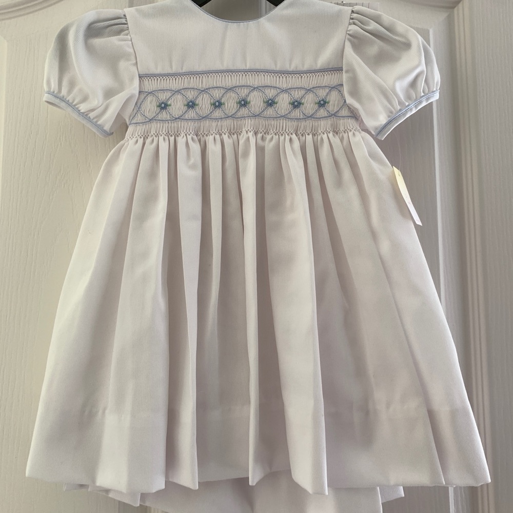 White Smocked Dress, 12 months